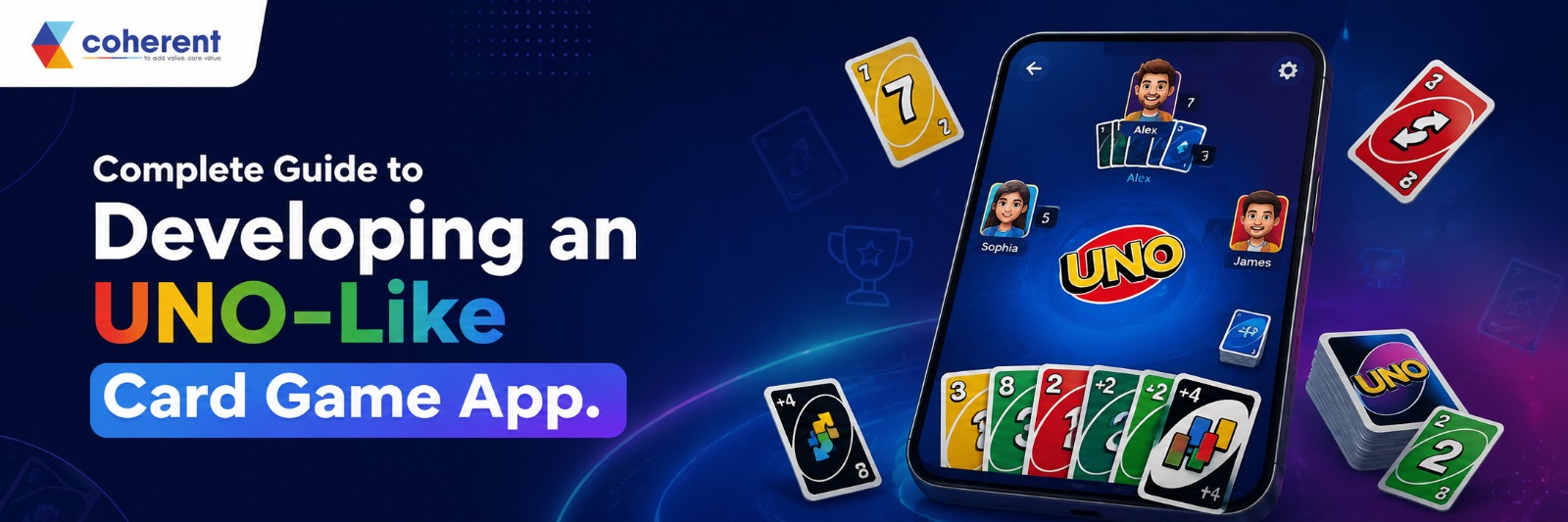 Complete Guide to Developing an UNO-Like Card Game App featuring a multiplayer mobile game interface and colorful playing cards